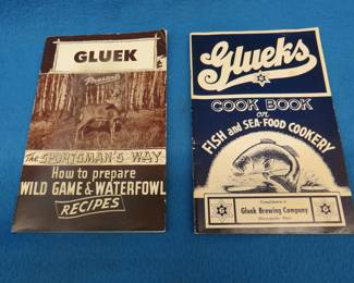 Lot 162. Two Gluek's Beer wild game cookbooks.  Late 40s early 50s era.
