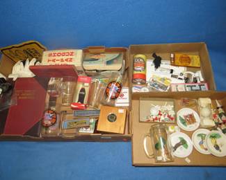 Lot 186. Three flats of mostly sports related collectibles