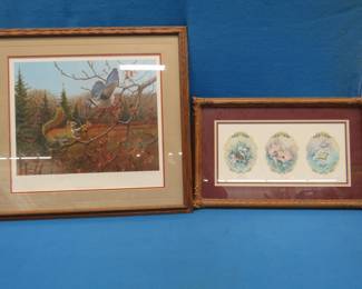 Lot 251. O. J. Gromme print.  28.5" x 26"  and a butterfly print 26" x 16"