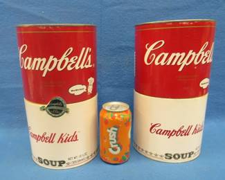 Lot 51. Two 1994 Campbell's Kids.  Two dolls in large soup cans.  Includes COA's.