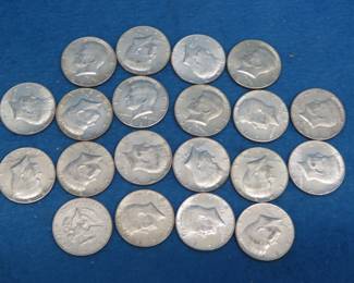 Lot 279. Twenty 40% silver Kenney Half Dollar Coins