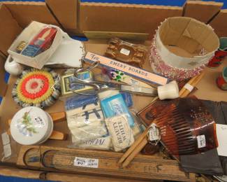 Lot 282. Collectibles including some advertising items, a candle flame light bulb, and more