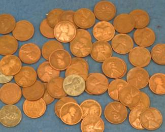 Lot 266. 50 Wheat Pennies including 1909, 1910, 1918 D, 1920 D, 1921, 1927, and 1929 S