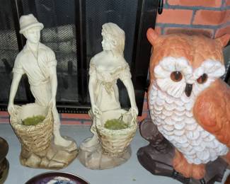 Lg ceramic owl, figurines 