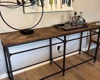 Reclaimed wood and iron console table