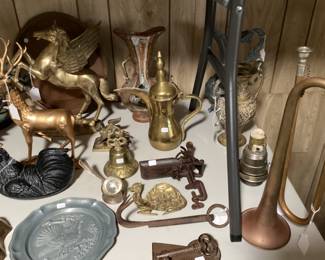 Vintage assortment of brass items
