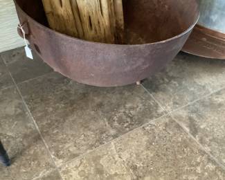Antique large footed rendering pot