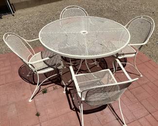 Patio table  mesh patio table and four chairs