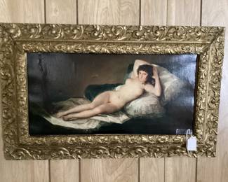 Antique gold gesso frame nude