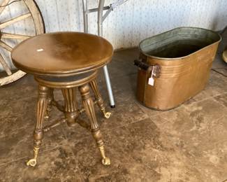 Antique bench and copper tub