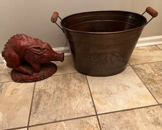 Concrete Razorback & metal bucket