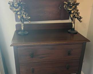 Small chest and cherub candle holders