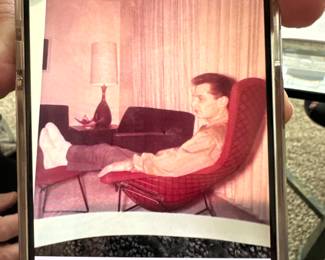 1962 WITH THE KNOLL CHAIR IN RED.  CHAIR WAS RECOVERED IN KNOLL FABRIC IN THE 80'S.