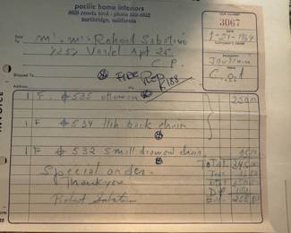 Original receipt of the purchase of the Knoll chairs