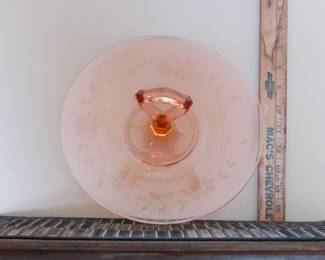 Pink Depression Glass round serving plate