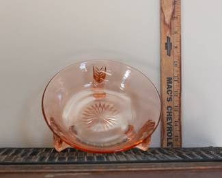 Pink Depression Glass Tri Footed Bowl
