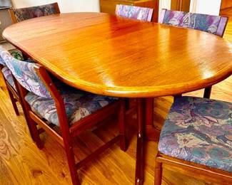 MCM Teak Dining Table by D Scan. 8 DIning Chairs by D Scan