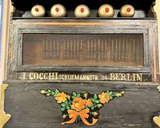 19th Century German Street Organ/Organ Grinder w/bells & bellows 22x22”