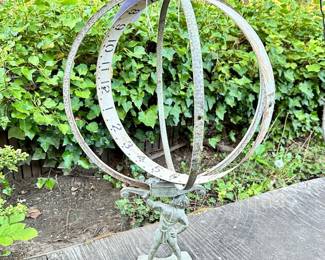 Garden Antique Sun Dial Hercules Armillary Sphere 1920’s Awesome ! (missing arrow)