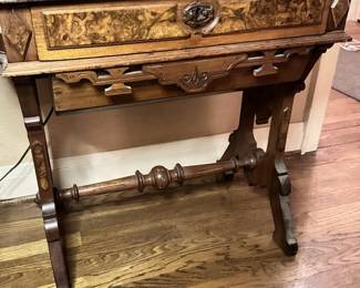 Burl inlay Bin Drawer Antique nice condition 