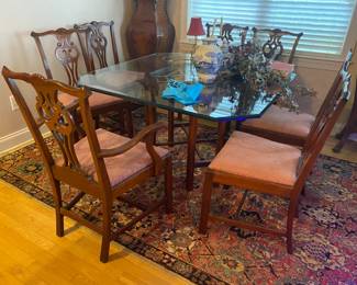 Glass Top Table $ 194 - 6 Chairs $ 60.00 each - 1 Captains Chair $ 70.00