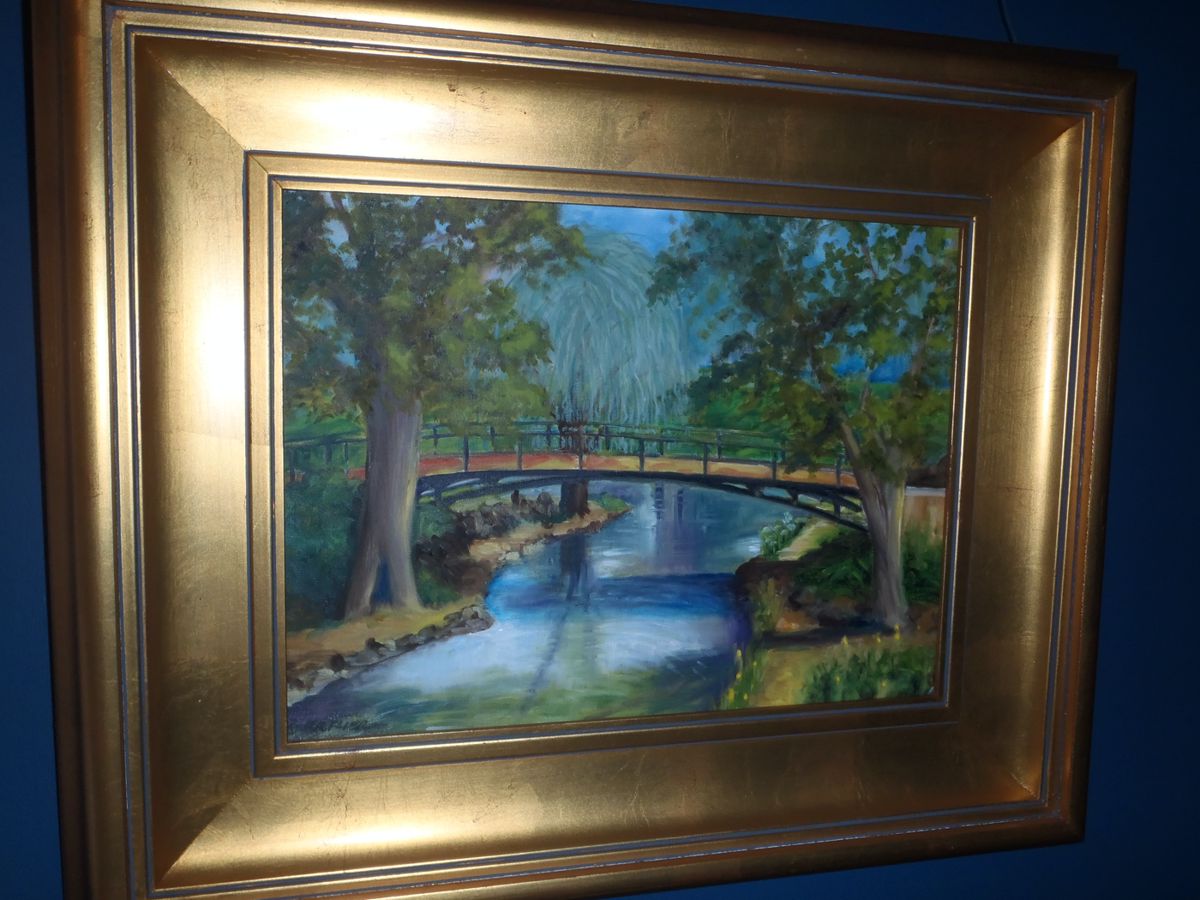 Plein Aire painting of bridge in Lafayette Park.