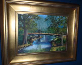 Plein Aire painting of bridge in Lafayette Park.