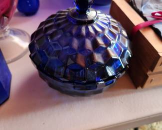 Imperial glass cobalt blue candy dish