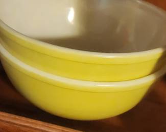 2 Large yellow Pyrex Bowls