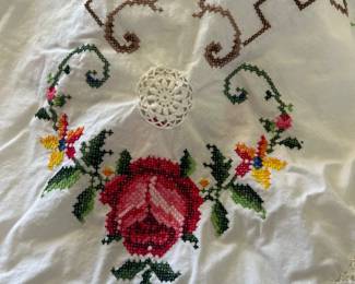 Hand embroidered tablecloth with napkins