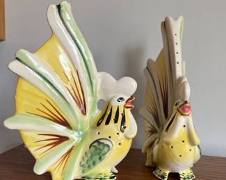 Rooster 8” Ceramic Hors D-Oeurves toothpick holders. Vintage 1960’s. Made in Japan Produced by Wales