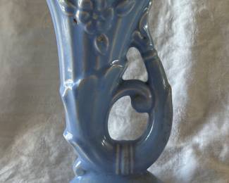 Fire King Delphite Cornucopia Vase