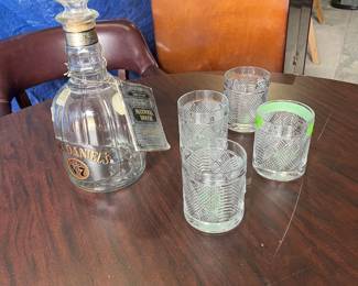 Jack Daniel’s Maxwell House decanter and Vintage Ralph Lauren Double Old Fashioned glasses