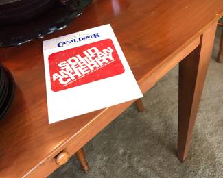 Cherry Dining Room Table w/Six Chairs w/Rush Bottoms & Leaves (Drawers on Each End)