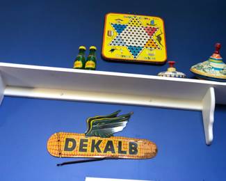 Antique Double Sided Metal Dekalb Sign Weathervane