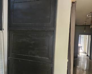 Stunning single solid wood barn door with track and frame