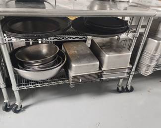 Mixing Bowls, prep pans, server trays (we have the server tray racks too)