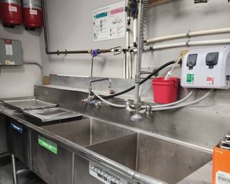 Professional, industrial 3-section wash sink and sanitation system