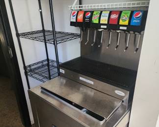 Cornelius 8-nozzle soda fountain and Carbo-Mizer 450, post-mix and more of our huge selection of shelving and storage options!