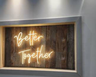 "Better Together" framed and lit wall decor sign