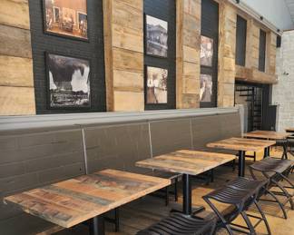 Dining tables and seating to include the wall benches!