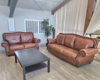 7-foot leather sofa and loveseat