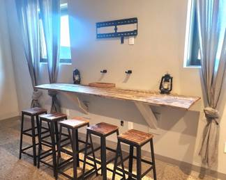 Stools and counter space to create a creative multi use space in home, office or business!