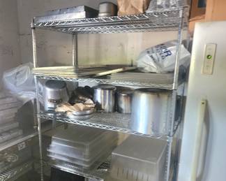 Multiple wire shelving racks, bus tubs, prep pans and more!
