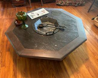 Vintage Slate Top Table with Removable Coal Pan (apparently used to warm your feet in winter!!)