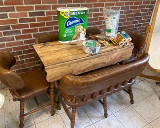 Drop Leaf table with 2 benches and 2 chairs