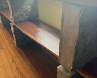Walnut and Limestone 3-tiered bookshelf.  Made by a Methodist Minister in 50 years ago from barnwood out of his ancestral farm