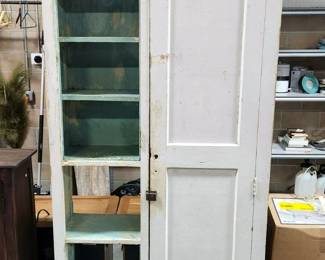 Rustic Cabinet With Single Door, Open Shelves And Shelves Behind Door, 94.75" H x 39" W x 13.5" D