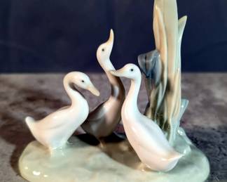 NAO Lladro Geese Trio Figurine 4.5" High