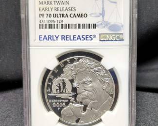 2016 P 1 Ounce Silver Mark Twain $1 Proof Coin, NGC Certified PF70 Ultra Cameo, Early Release